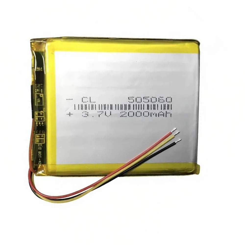 1-10PCS 2000mAh 3.7V 505060 With 3 Wires Polymer Lithium Rechargeable Battery For Tablet PC Headset Headphone Phone PDA GPS POS