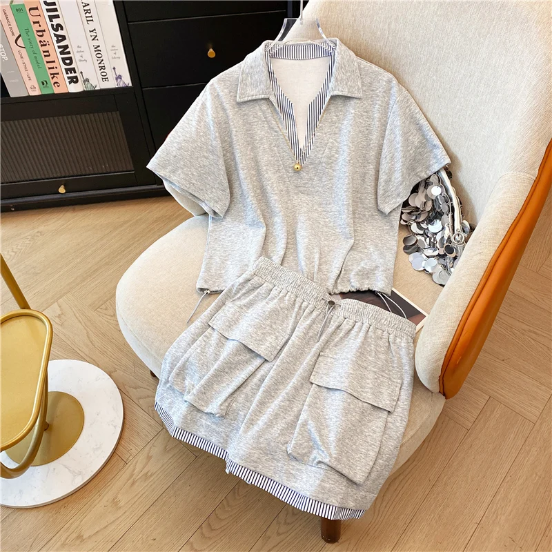 Womens Summer Tracksuit Print T-Shirt+Shorts 2 Piece Sets Fashion Sportswear Clothing Luxury Casual Jogging Short Sleeve Suit