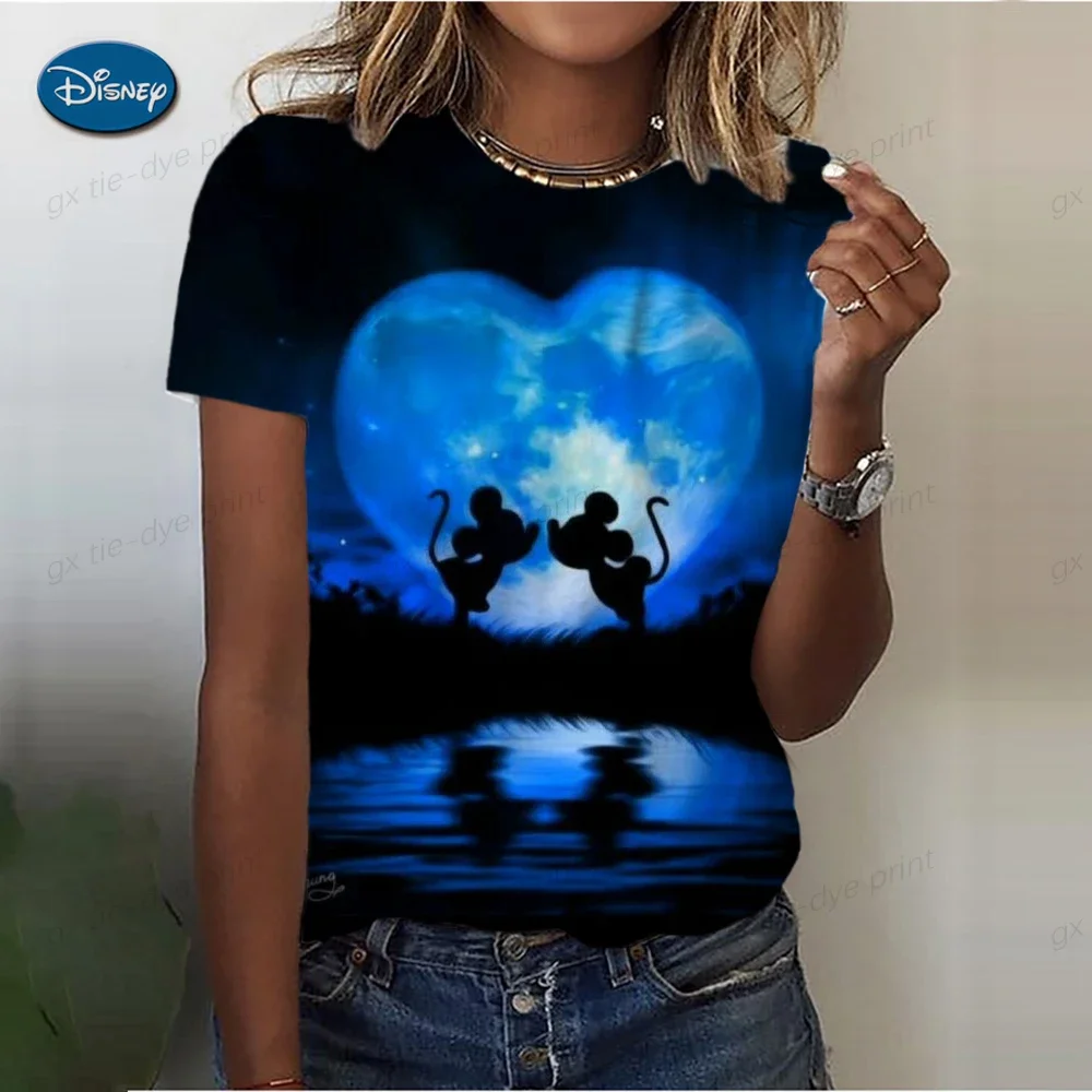 Disney cartoon Mickey Minnie series 3D printed summer street boys girls casual quick drying breathable T-shirt top trend