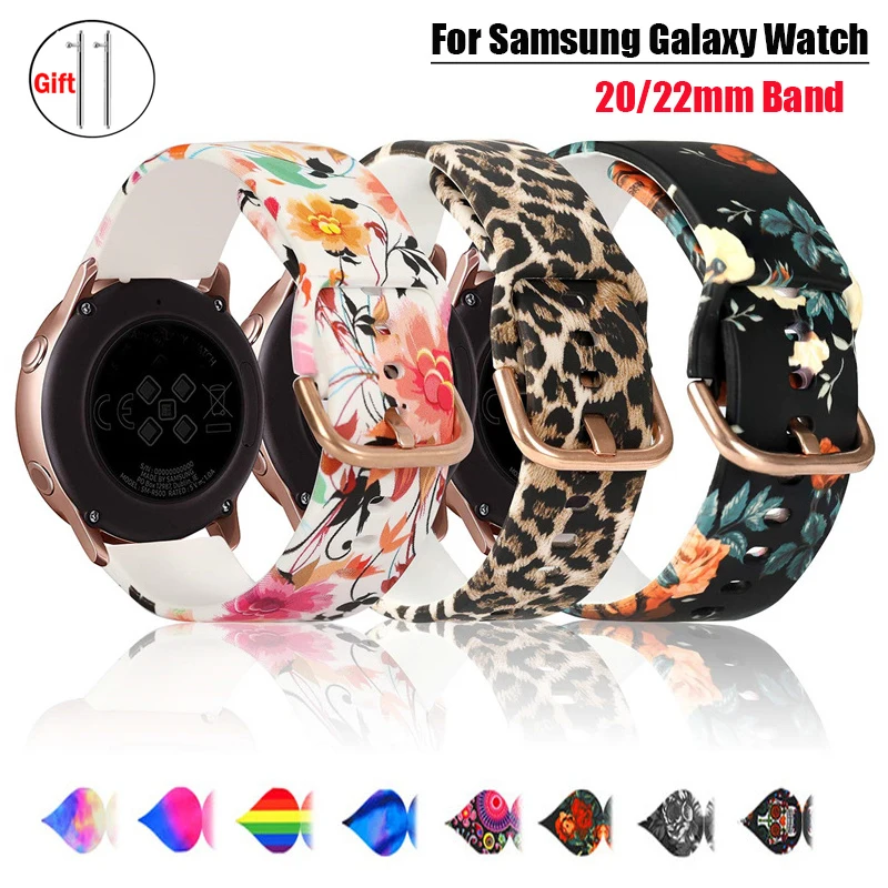 Correa estampada para Samsung Galaxy Watch 6 5 pro/4/Classic/47mm 43mm pulsera activa 22/20 Galaxy Watch 6 5 4 44mm 40mm