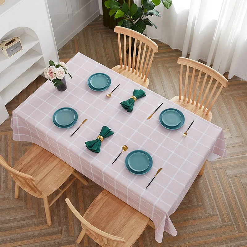 Simple Striped Lattice Tablecloth Student Desk Kitchen Dining Table Coffee Table Outdoor Picnic Washable Rectangular Tablecloth