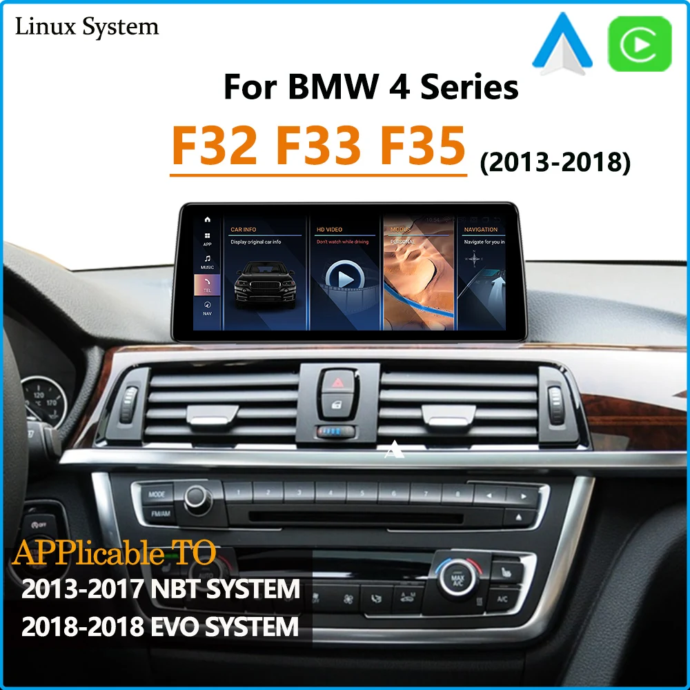 Ultra Smalle Linux Systeem voor BMW 4 Serie F32 F33 F35 2013-2018 NBT EVO Draadloze Carplay Android Auto Autoradio Airplay BT