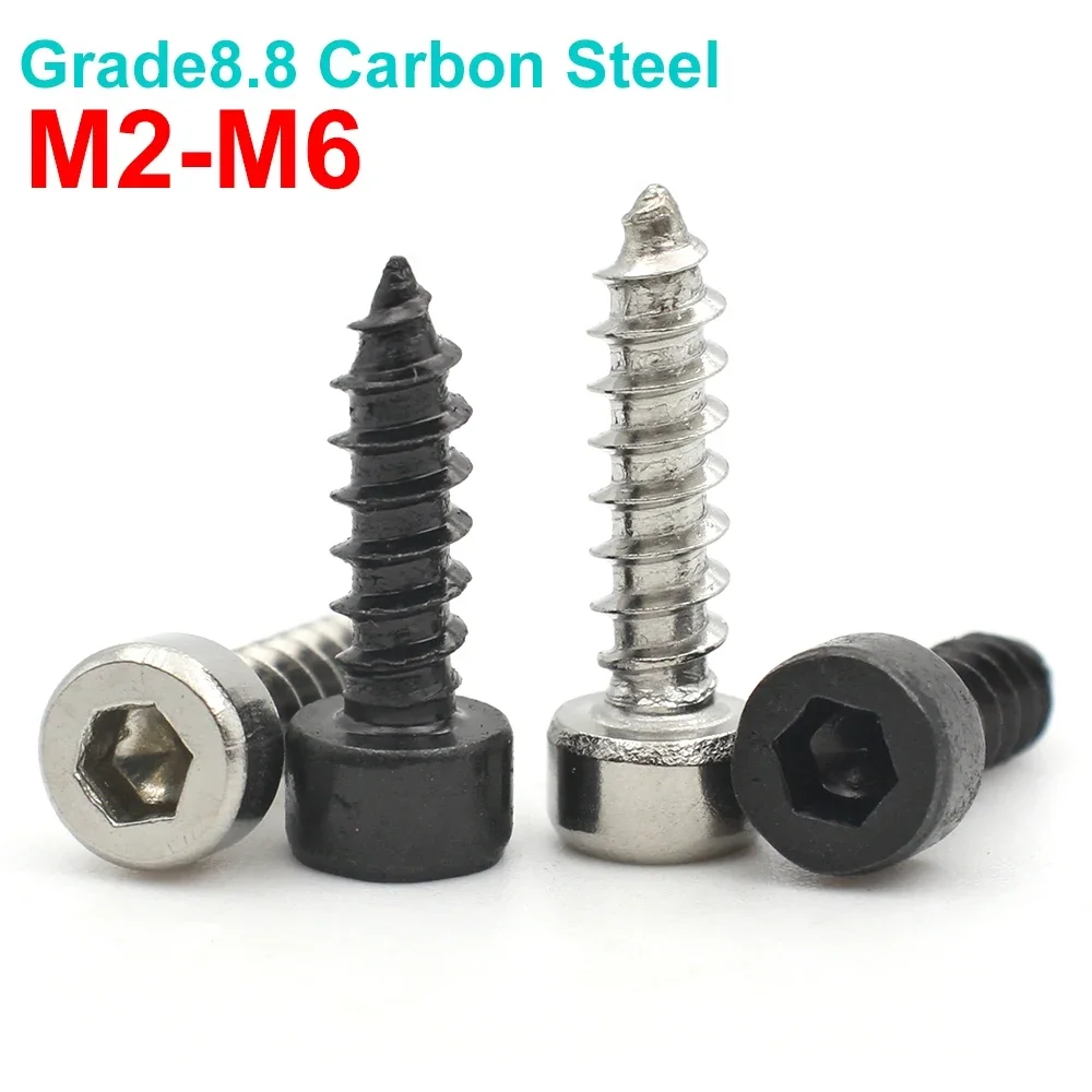 Śruba z łbem sześciokątnym M2 M2.6 M3 M3.5 M4 M5 M6 Wkręt samogwintujący 8.8 Grade Black/Nickel Cynk Śruba imbusowa do głośnika