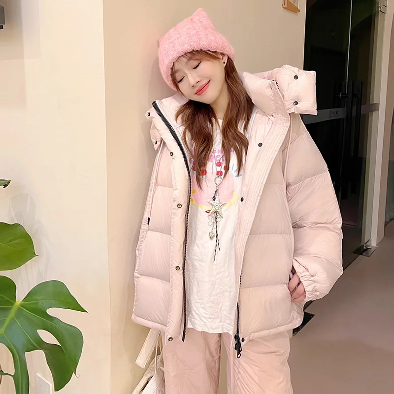Hooded Puff Sense Down Jacket Women's Short 2025 Winter Fashion Thickened High Fluffy White Duck Down Bread Jacket