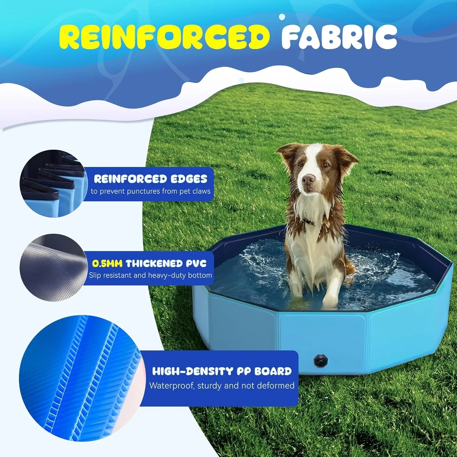 [¡Envío gratis, ¡Nueva llegada! ] Piscina plegable para perros de 107 pulgadas, piscina para niños de plástico duro plegable extra grande, portátil