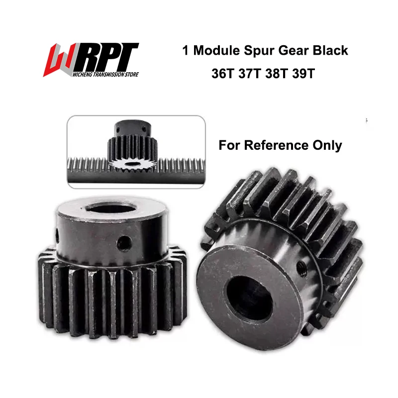 Module 1 Blackened Spur Gear 36T 37T 38T 39T Straight Tooth Inner Bore 6 8 10 12mm Industrial Transmission Motor Shaft Drive Gea
