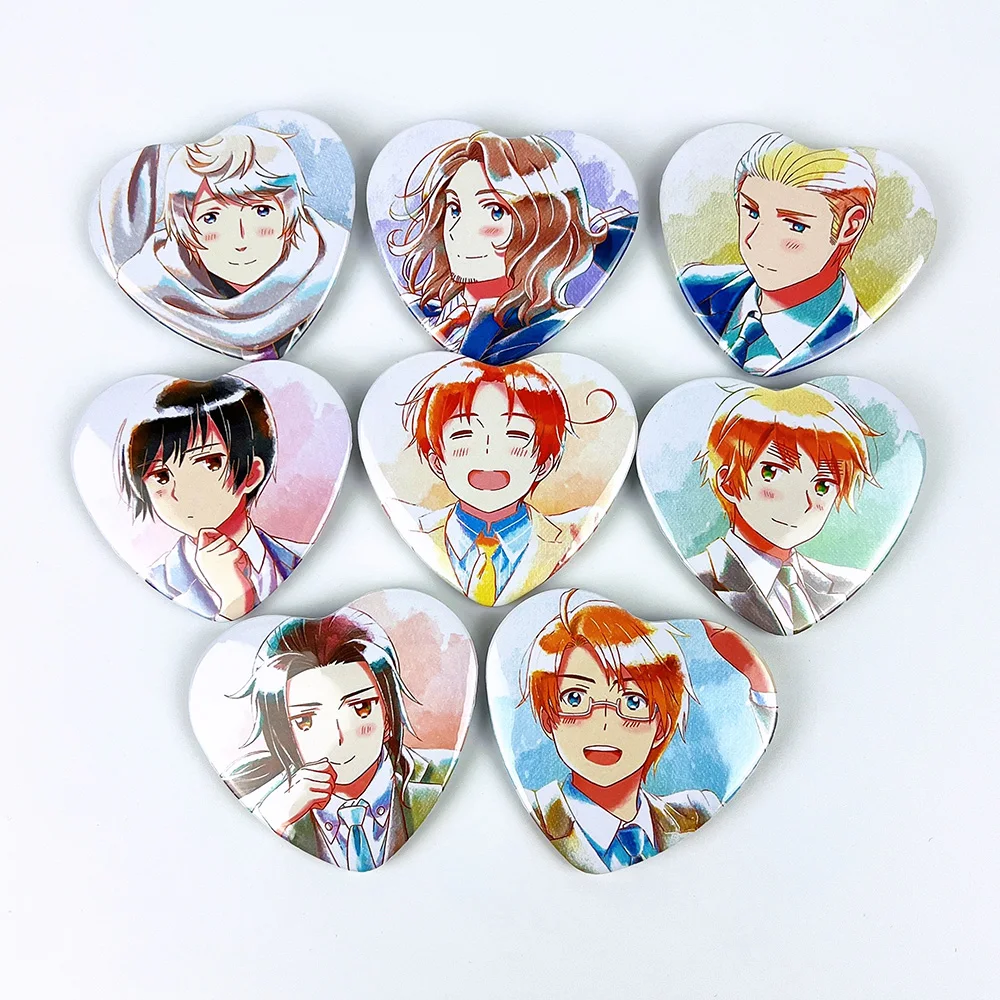 anime Badges Heart Hetalia Axis Power APH Very Cute Lovely Brooch Pins