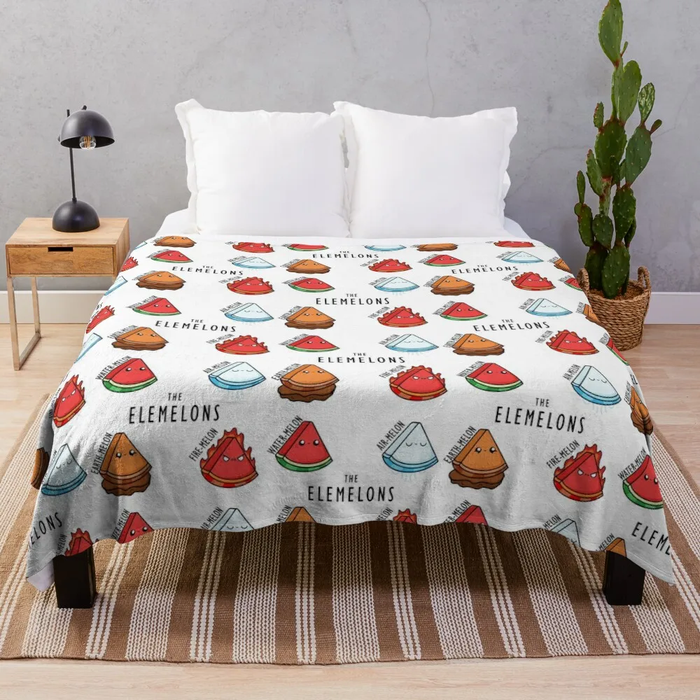 

Kawaii Cartoon Watermelon elementals llustration Throw Blanket Cute Plaid Blankets For Sofas Thermal Blankets