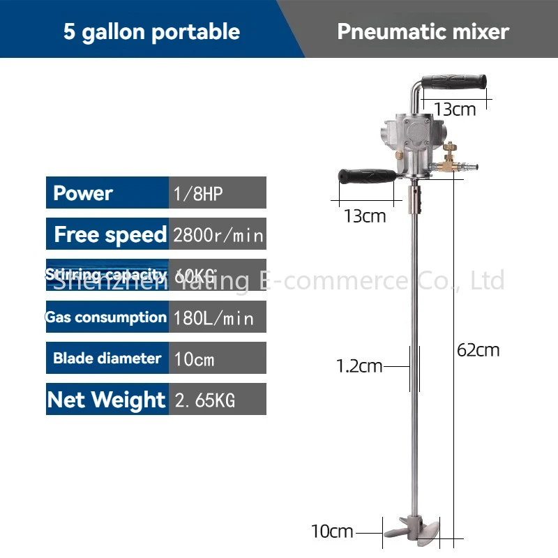 

1pc Pneumatic Mixer, Industrial Lifting Paint Mixer, Small Ton Bucket, Dispersing Ink, Glue, Liquid Coating