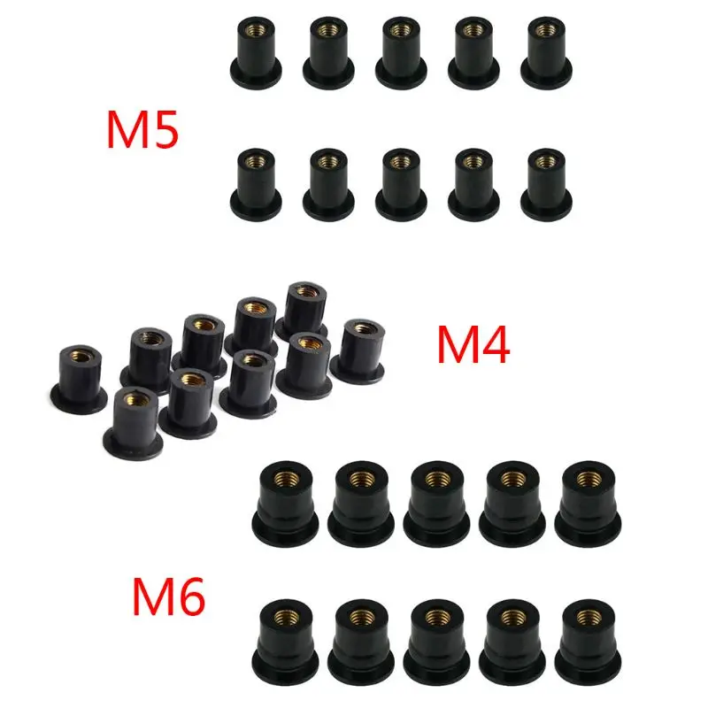 10Pcs Motorcycle Windscreen Fairing Cowl M6 Metric Rubber Well Nut Screws