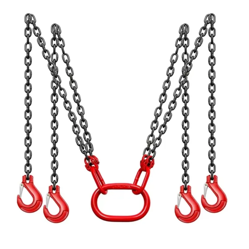 Four Leg G80 Manganese Steel Lifting Chain Sling Hook Rigging Spreader Crane Drum Barrel Bucket Oil Tank Mold Loading Hoist