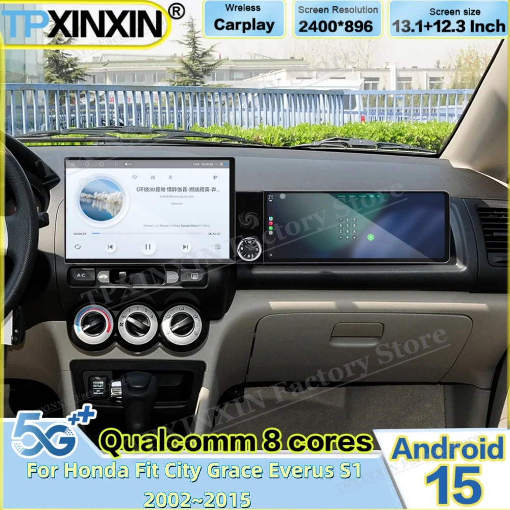 For Honda Fit City Grace Everus S1 2002~2015 Android Dual HD Screen Radio Stereo Receiver Multimedia Player Navigation Head Unit