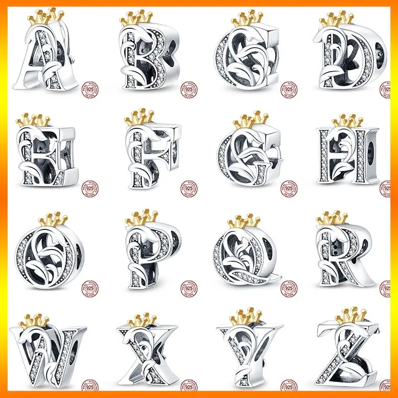 Charms 925 Silver Originales English Letter A-Z Beads Fit Pan 925 Original Bracelet Necklace Silver Jewelry For Women New in