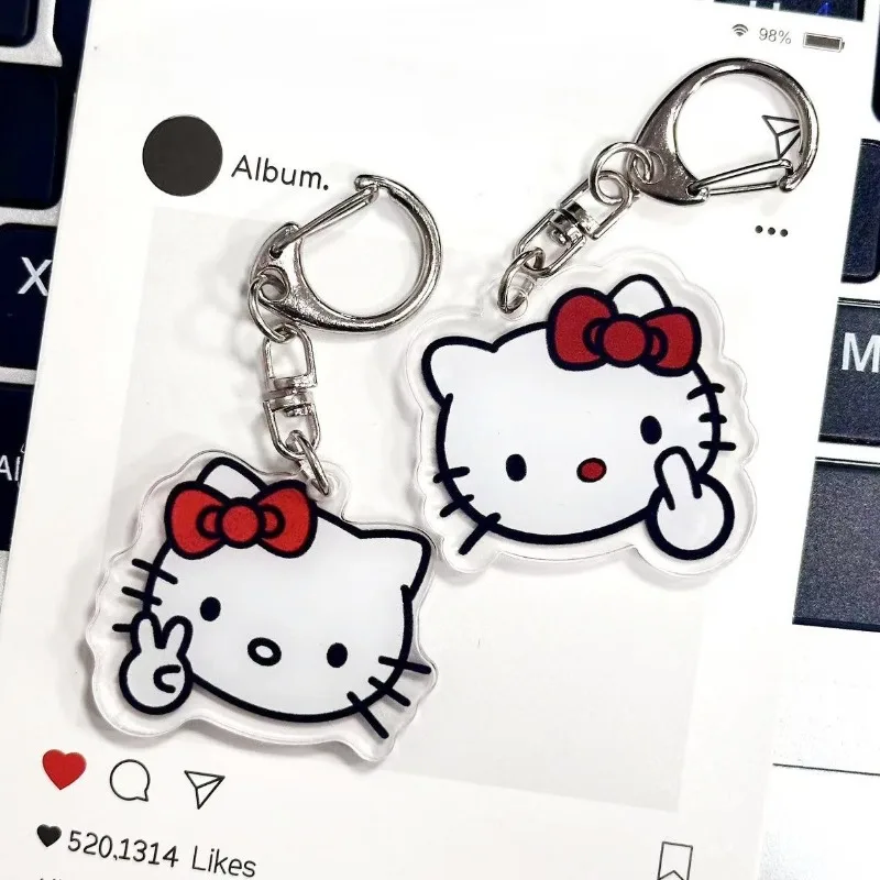 

Sanrio Hello Kitty Cartoon Acrylic Keychain Anime Figure Cute Toys Cars Keys Schoolbag Decoration Models Children Birthday Gifts