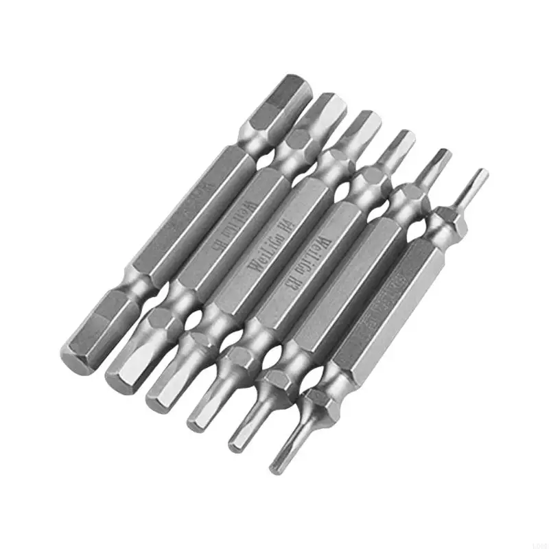 Pack Of 6 Sturdy Double Head Bits High Strength Alloy Steel Bits For Versatile Applications