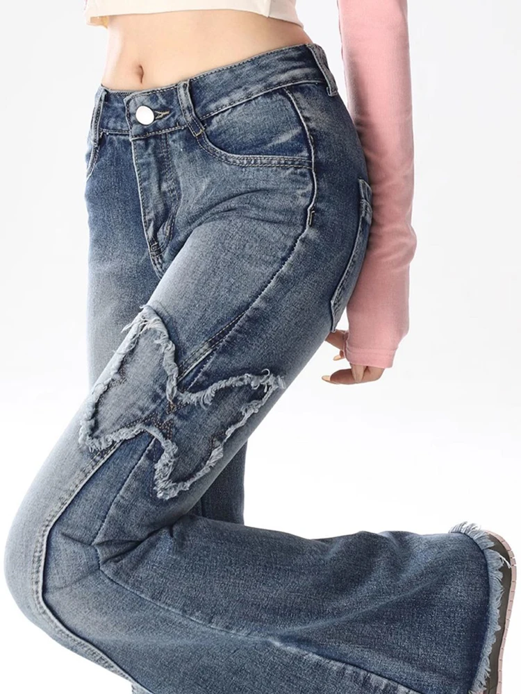 

Vintage Butterfly Tassel Jeans Women Y2K Streetwear Bootcut Casual Denim Pants Female Harajuku Spring Summer High Waist Trouser