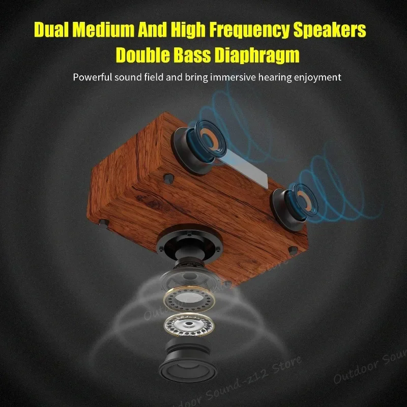 

2.1 Vintage Wood Bluetooth Speaker Powerful 40W Subwoofer Wireless Loudspeaker Home Desktop TV Outdoor Portable Audio Sound Box