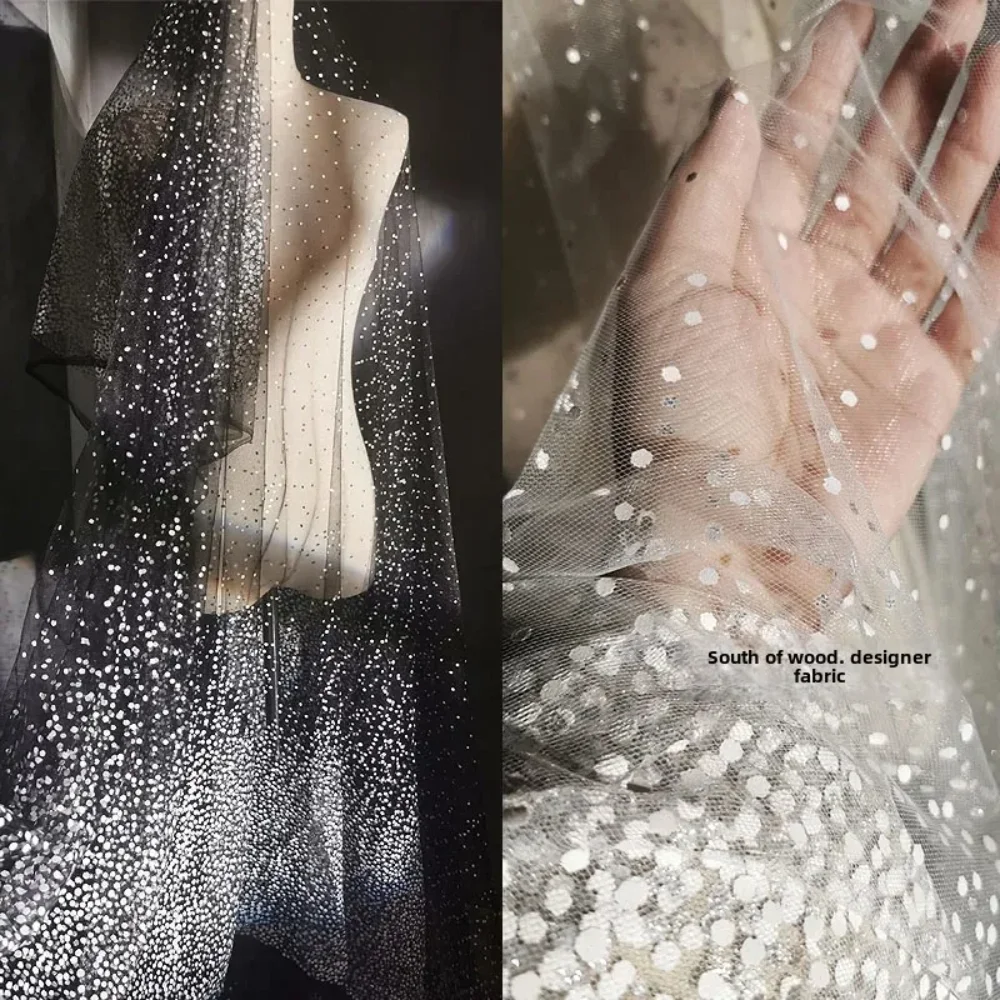 

Мигающая круглая точка, мягкая сетчатая ткань, перспективное свадебное платье, фоновое украшение, дизайнерское швейное изделие своими руками, оптовая продажа, ткань