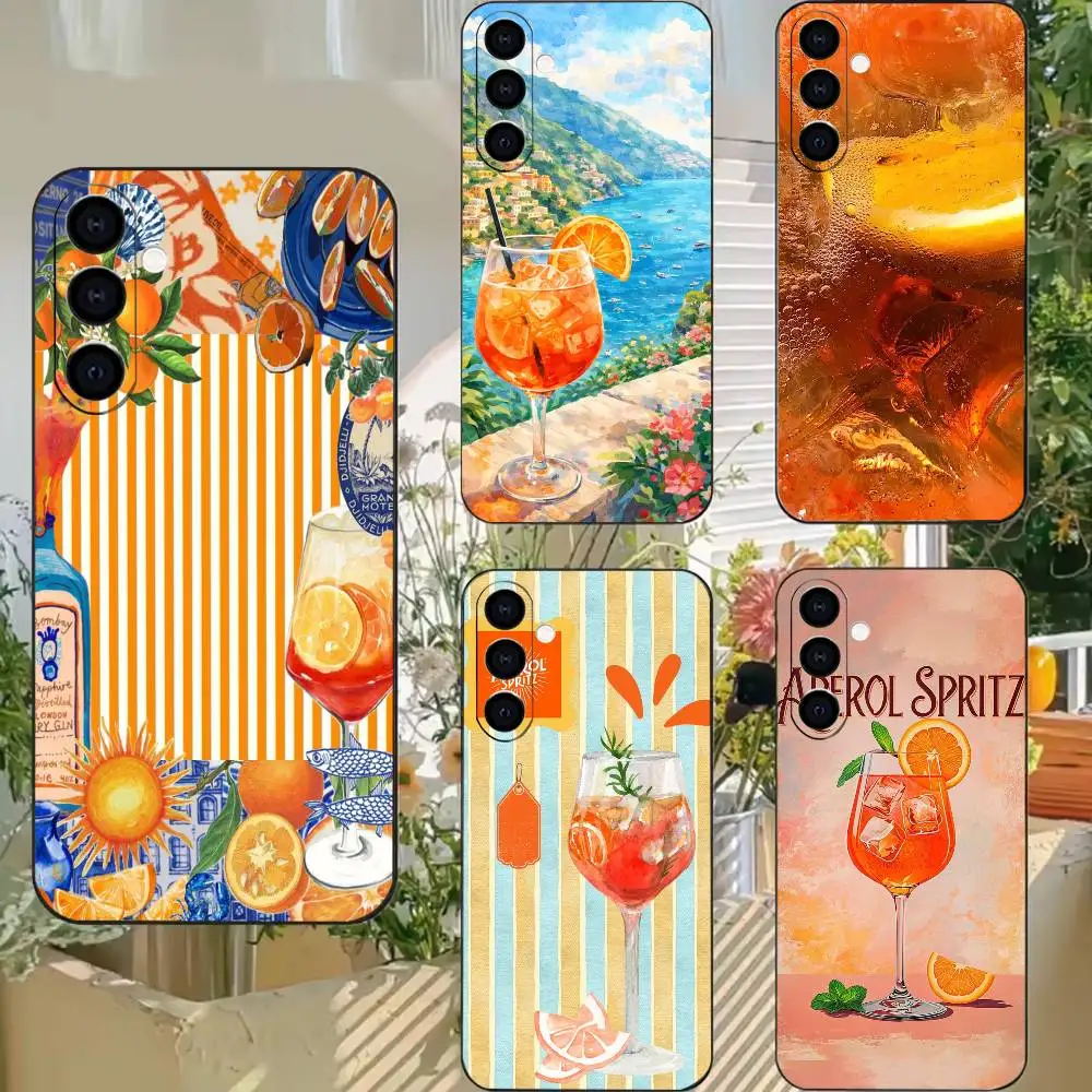 like Aperol Spritz clock Phone Case Black Soft Silicone TPU For Samsung A72,A51,A70,A71,A53,A52,A73