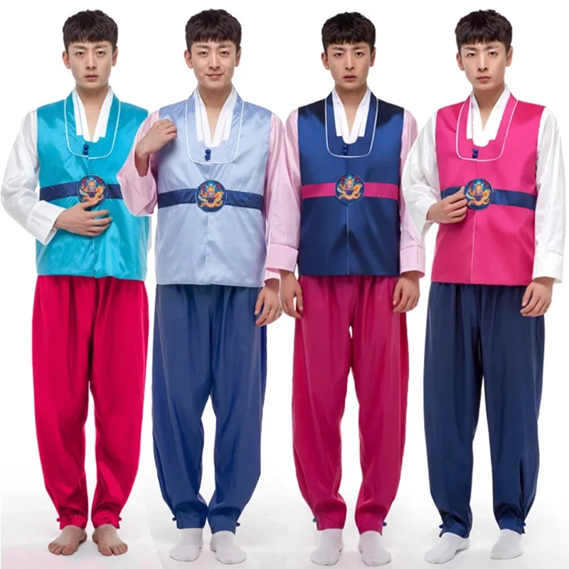 Men Korean Hanbok Male Korea Tradition Costume 4 Color Hanfu Korean Clothing for Men Performance Cosply for Party 89