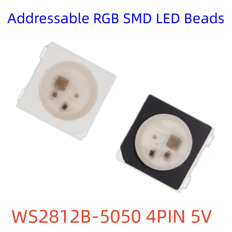 WS2812B RGB LED Chip 5050SMD 50-1000PCS Black/White PCB WS2812 Individually Addressable Chip Pixels DC5V