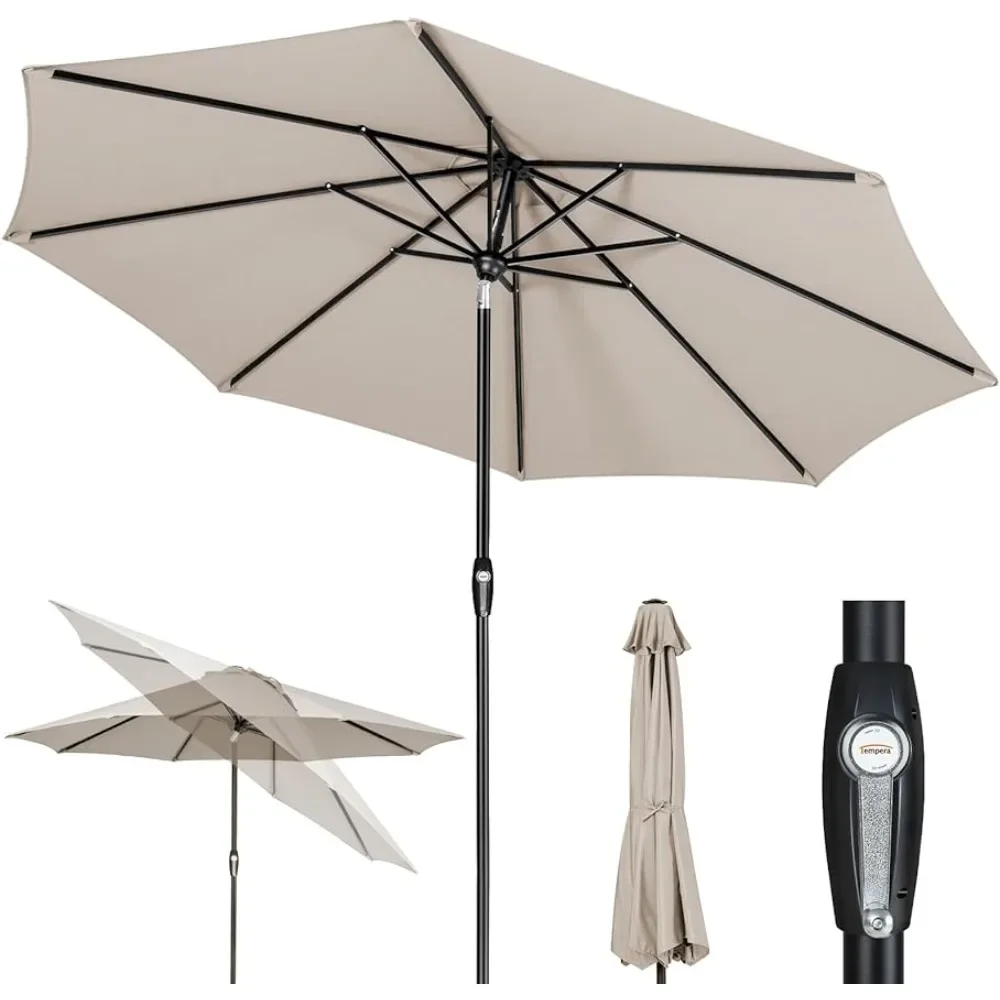 

10ft Patio Market Outdoor Table Umbrella with Auto Tilt and Crank,Large Sun Umbrella with Sturdy Pole&Fade Resistant Canopy