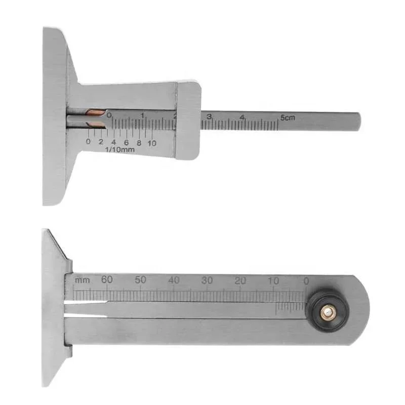 High quality 30mm 50mm 60mm Stainless Steel Tire Pattern Vernier Groove Depth Gauge Measurement Tool Tire Pattern Safety Ruler