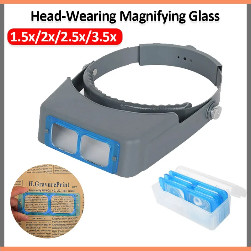 Professional Head-Wearing Magnifying Glass Repair Tool 1.5X2X 2.5X 3.5X 4 Lenses For Watch Repair/Jewelry Making/Welding/Reading