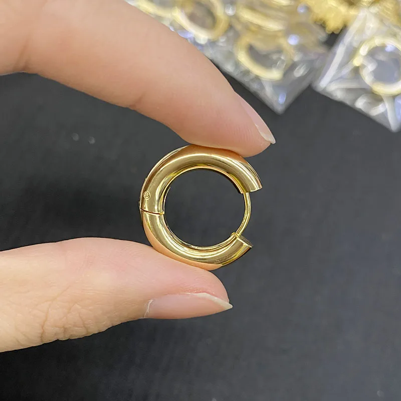 Luxury High Quality Stainless Steel Real Gold Plated Smooth 20mm Circle Earring Hoops for Fashion Girl Earrings Gift 20pcs/lot