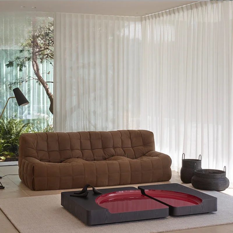 أريكة كسولة من قماش جزيرة الغزلان الإيطالية، غرفة معيشة كلاسيكية، شقة صغيرة، مصمم صف مستقيم لمشاهير الإنترنت #4