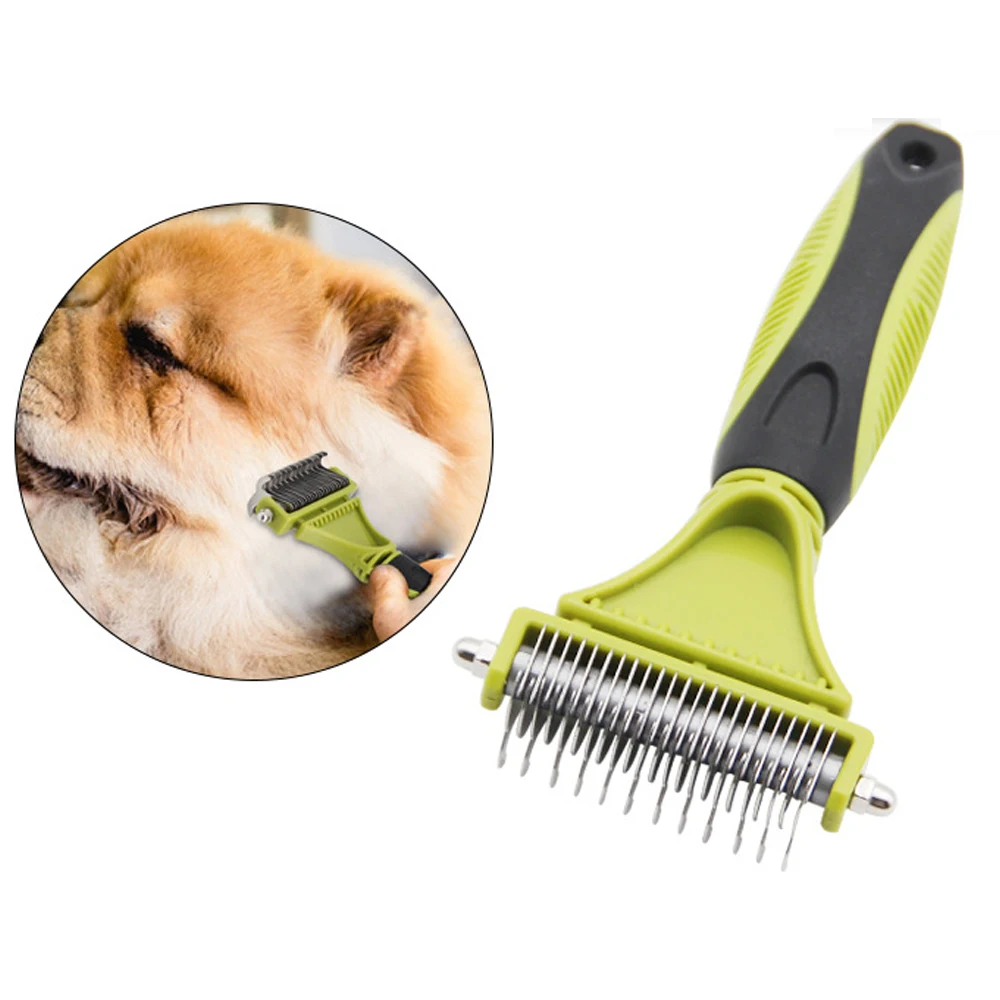 Pet Dematting Comb、 2 Sided Professional Undercoat Rake、 Cats & Dogs 、Stainless Steel Screw Fixation