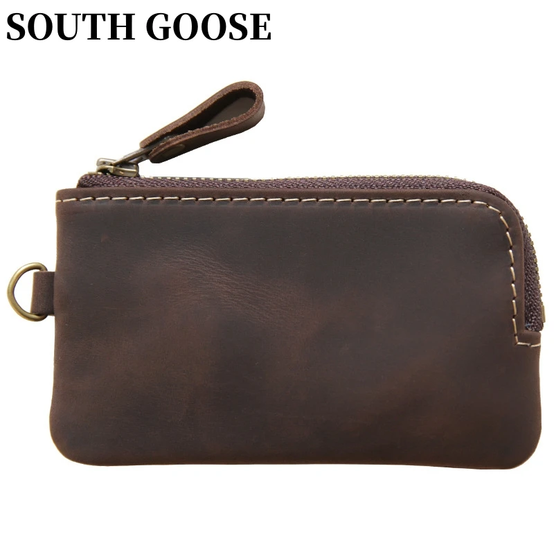 Original Leather Coin Purses Men's Vintage Small Wallets Household Keys Card Storage Bag Women Cow Leather Change Organizer Bag