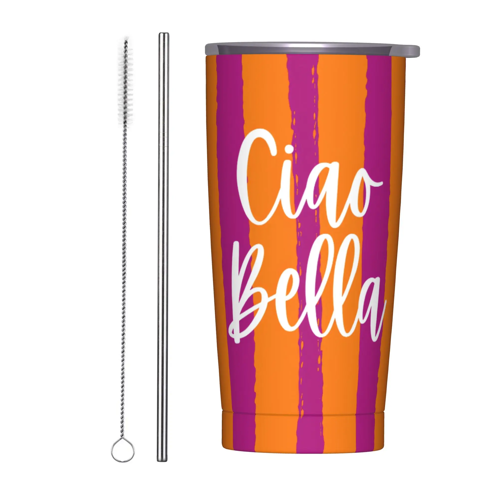 Ciao Bella Art Design Tumbler  Travel Large Coffee Mug Insulated Cold Drink Milk Tea Water Bottle