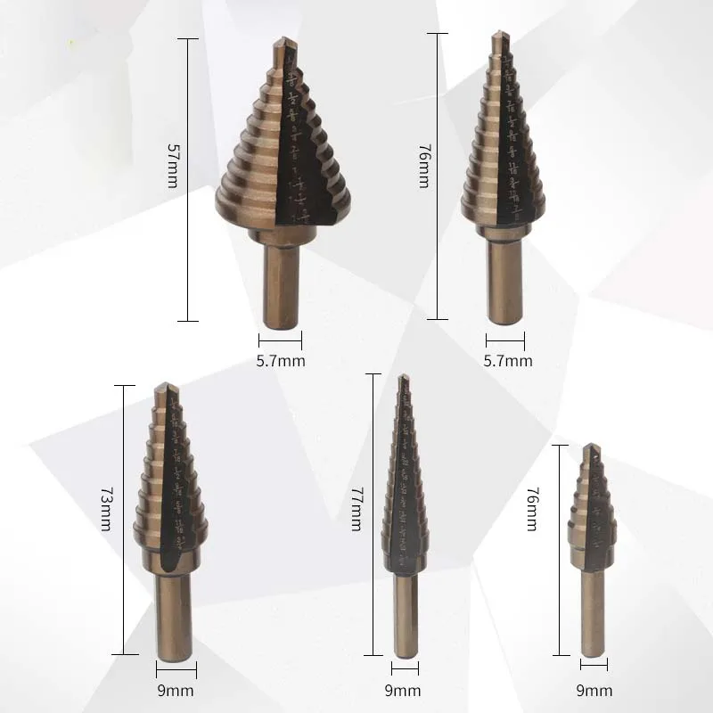 5pcs Step Drill Bit Set Hss Cobalt Multiple Hole 50 Sizes Cobalt Titanium Conical Carbide Drill Perforator Hole Cutter Tool