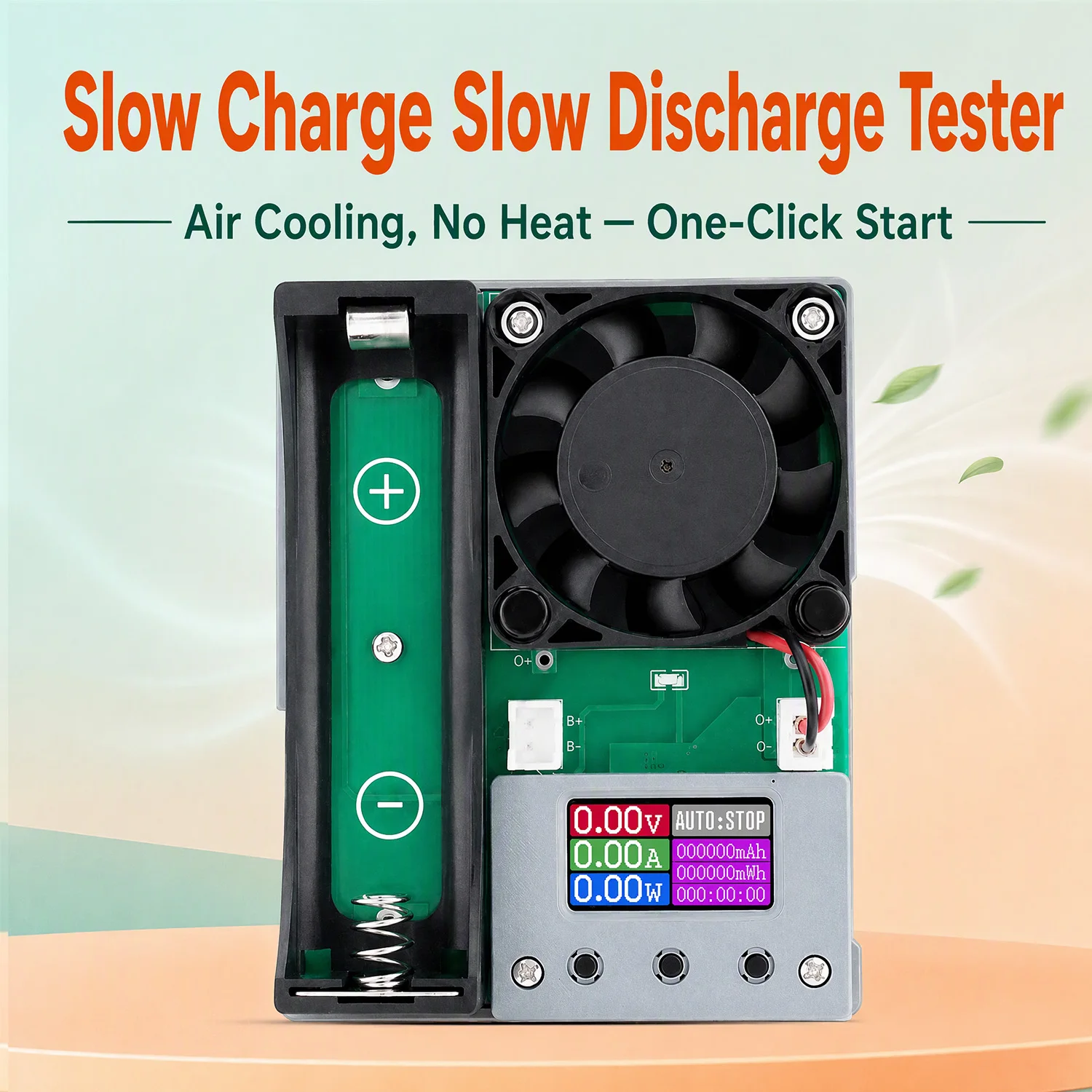 DC 5V Battery Capacity Tester BTF-01 Slow Charge/Discharge 1 Channel Type-C with Fan Air-Cooled Auto Stop for 18650 Battery
