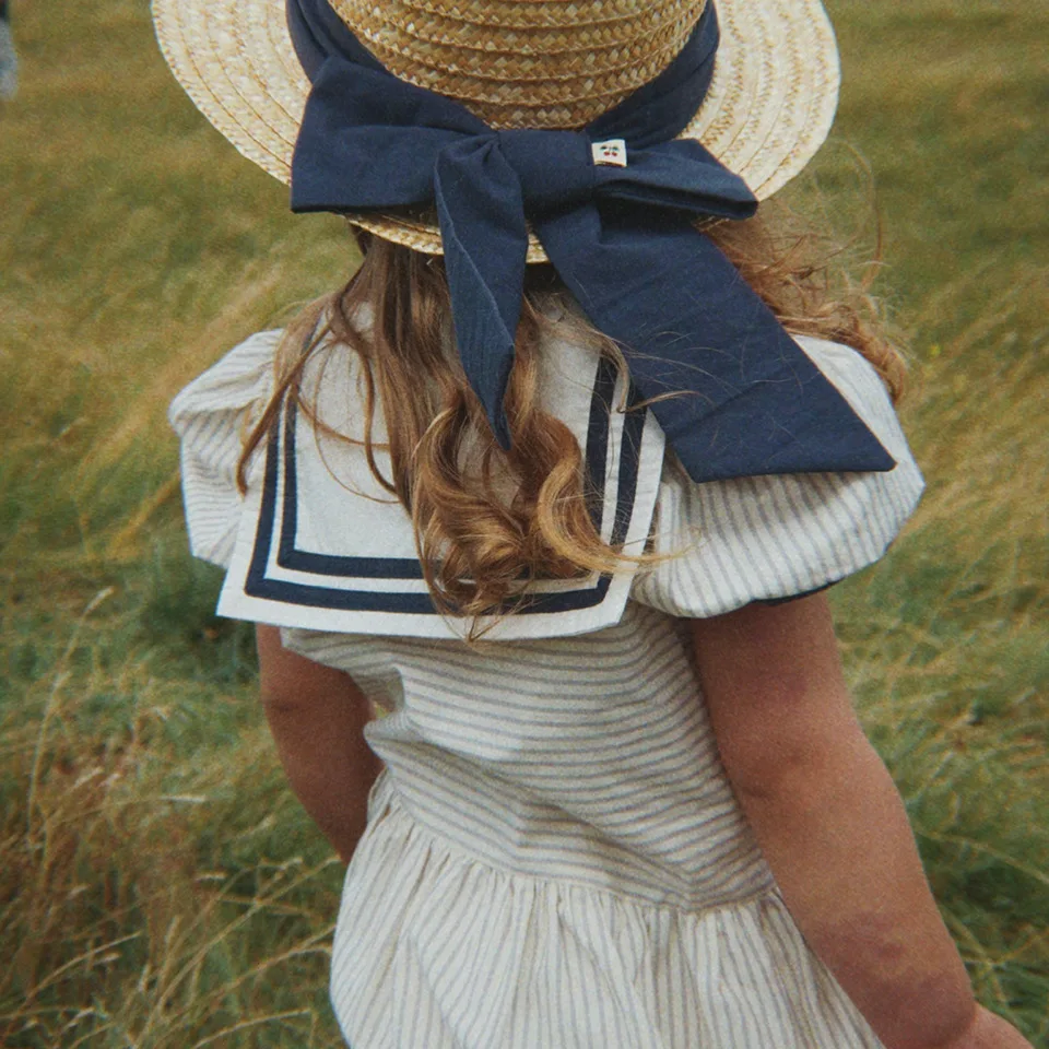 Children's Sets New Girls Dress 2026 Summer naval style Sweet Kids Tee Shirt and Shorts Suit Short Sleeve Striped Baby Rompers