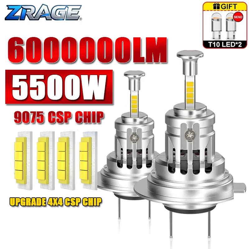 

5500W H4 H7 LED Headlight Bulb Mini Wireless 360° 4 Side CSP Chip For LED Car Headlamp Auto Diode 1:1 Size Turbo LED 12V 6000K