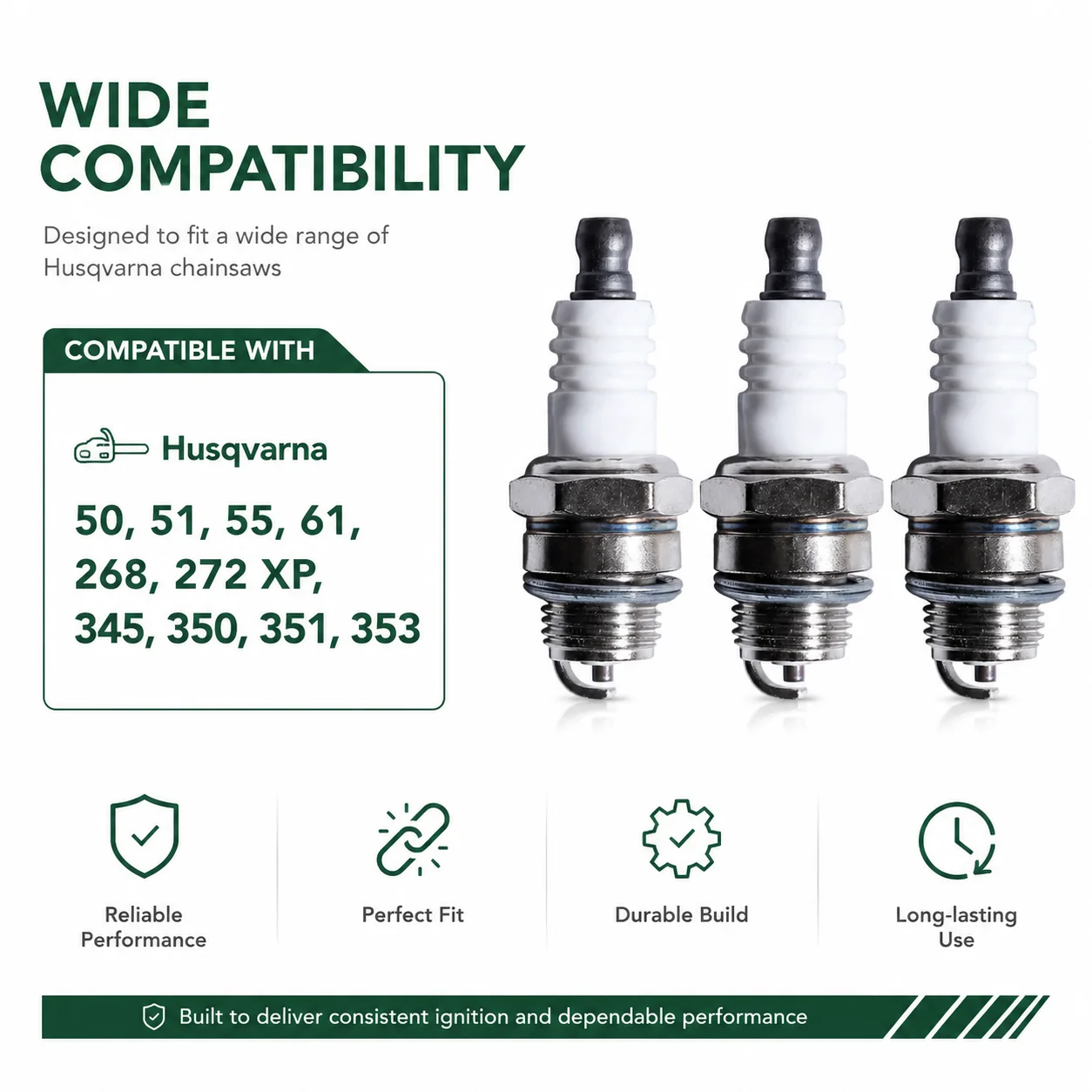 Spark Plug Kit Replacement for Husqvarna 50 51 55 61 268 272 XP 345 350 351 353 Chainsaw Parts Ignition Plug Tune Up Kit