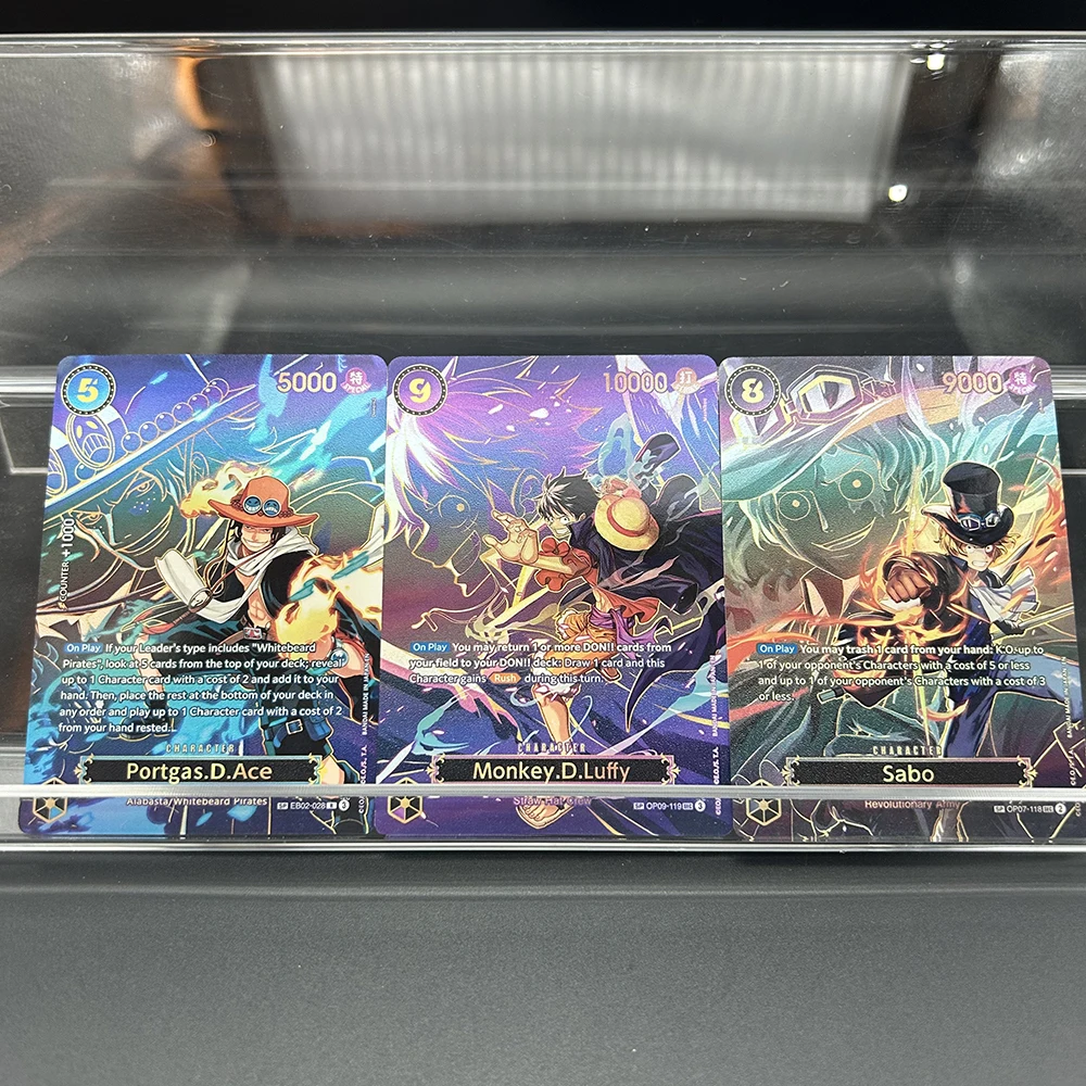 

Anime Opcg Proxy Collectible Cards Portgas D.ace Monkey D.luffy Sabo Op09-118/119 Manga Alt Art Holo Foil Collectible Cards