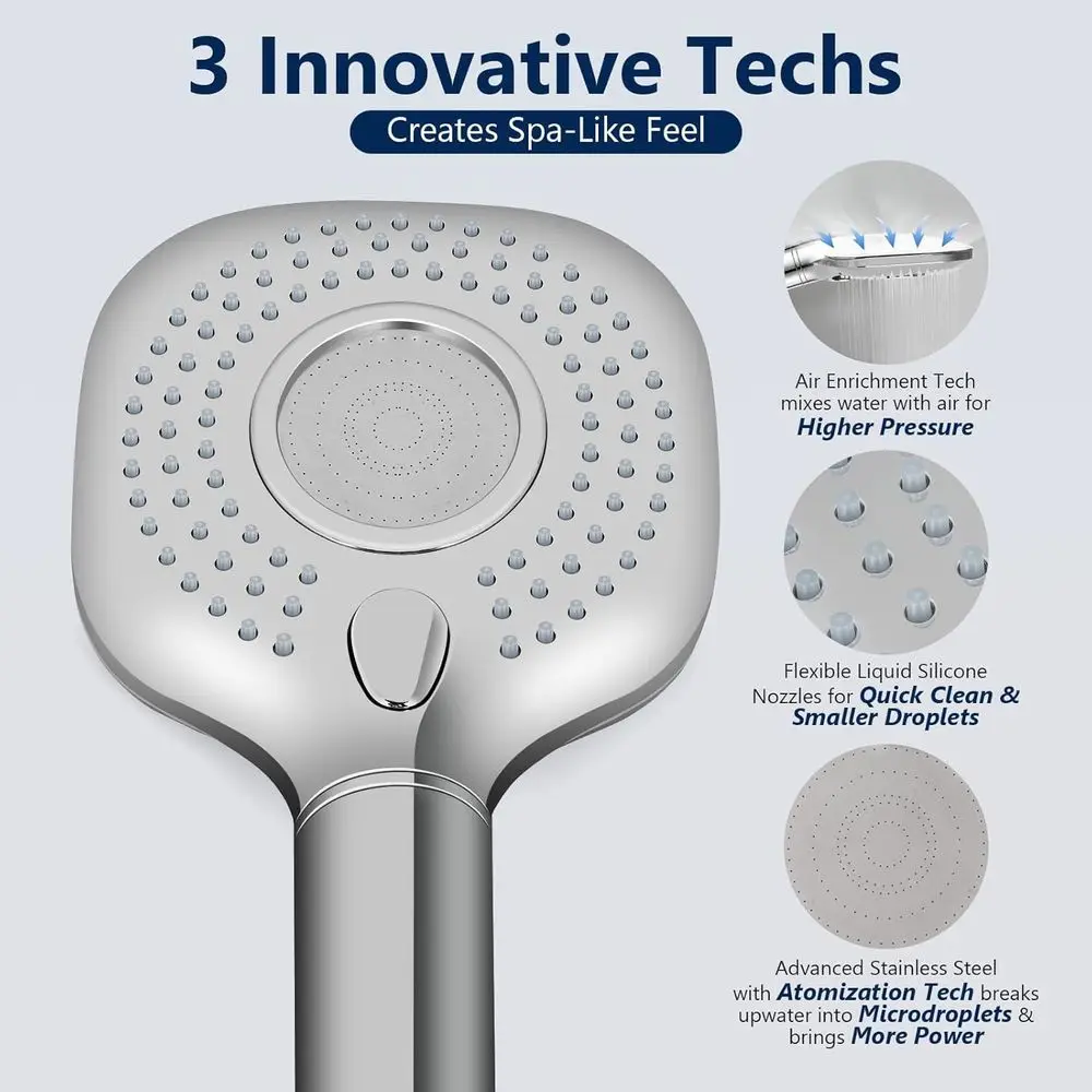 Filtrująca głowica prysznicowa z ręcznym uchwytem, wysokiej jakości filtr do czystej wody, ulepszony system prysznicowy z filtrem KD, wężem i regulacją