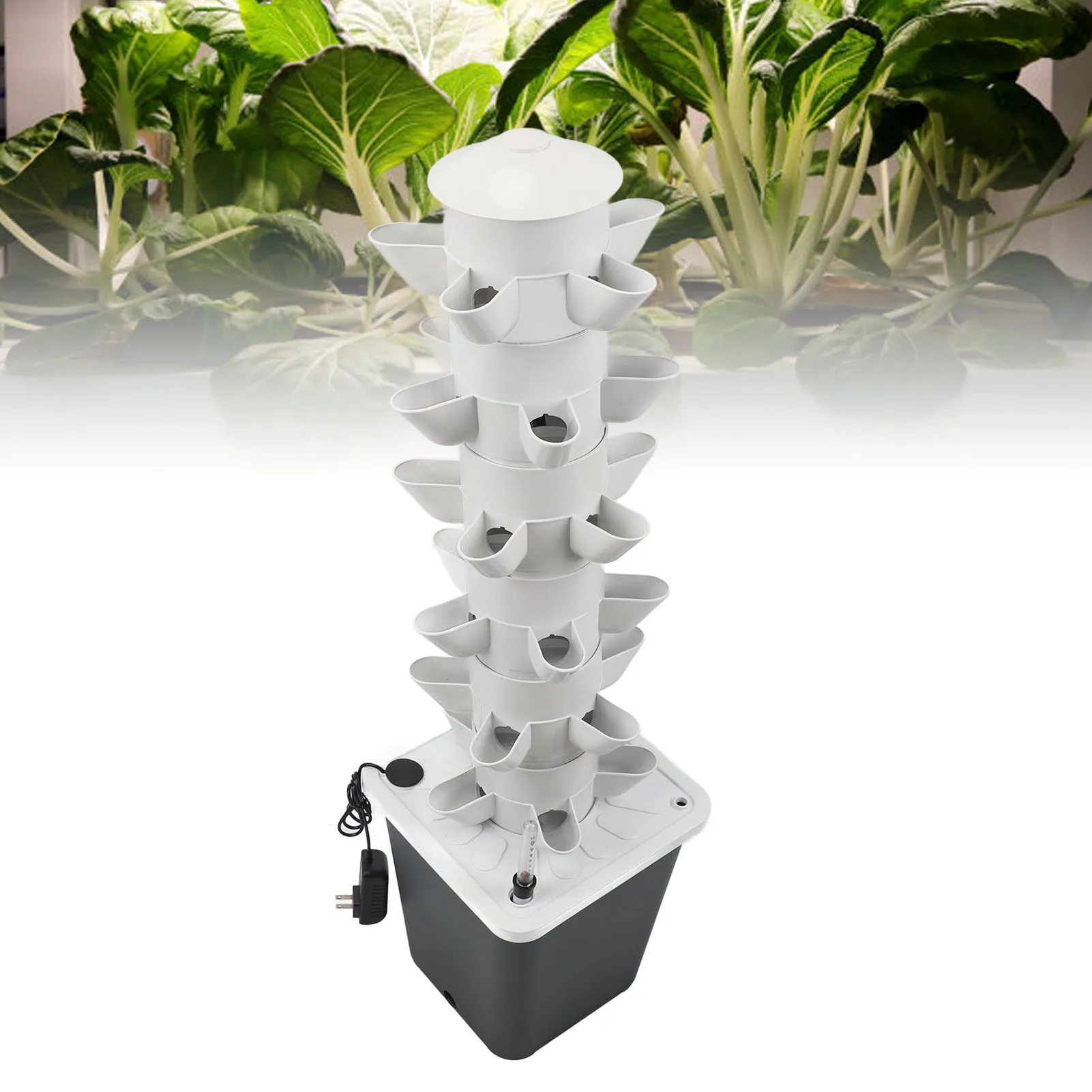 

Hydroponics Tower White 30 Hole Vertical Hydroponic Planting System with 20L Water for Vegetable Hydroponic Grow Tower