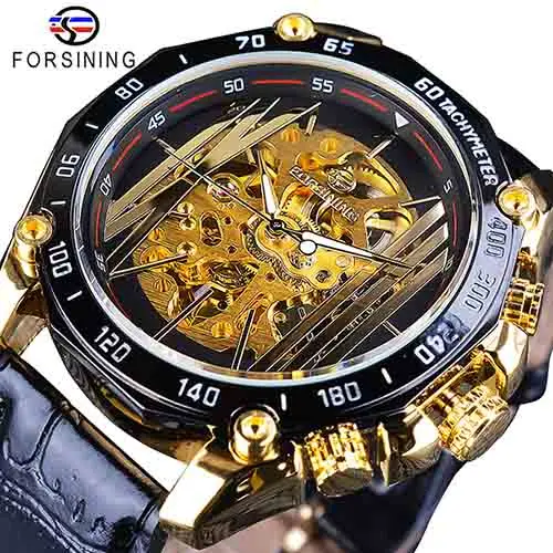 

Fashion Forsining Top Brand Automatic Mechanical Steampunk Men Military Sport Silver Transparent Skeleton Creative Wrist Watches