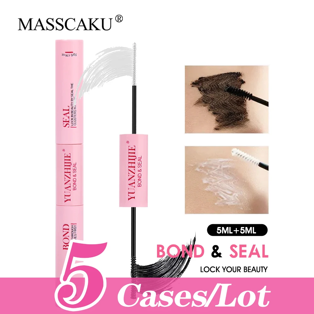 

5cases/lot YUANZHIJIE False Eyelashes Glue Double Heads 2in1 Bond and Seal Long Lasting Adhesives for DIY Lash Clusters 10ML