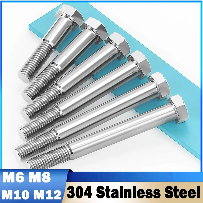 1/2Pcs M6 M8 M10 M12 304 Stainless Steel Half Thread External Hex Hexagon Head Screw Bolt Machine Screws Fasteners