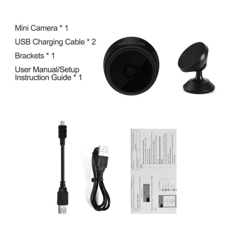 Mini Camera Wireless Wifi IP1080MP Outdoor Night Vision CCTV Camera Remote Control Surveillance Mobile Detection Cam Black White