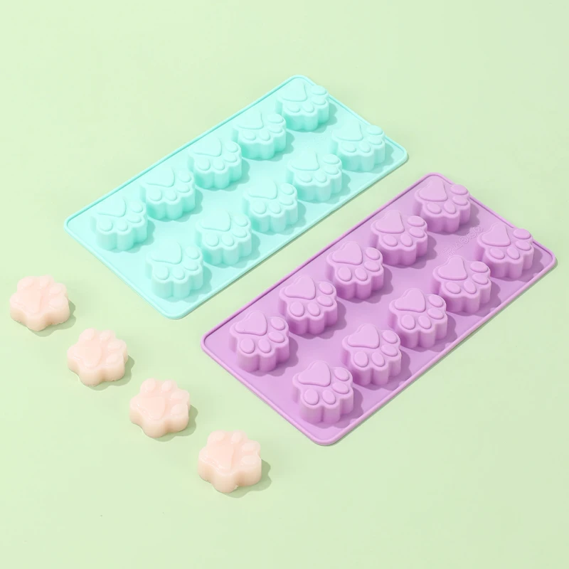 DIY Silicone Dog Cat Animal Paw Pet Print Baking Mold Reusable Homemade Dog Treats Candy Cookie Jelly Ice Cube Chocolate Mould