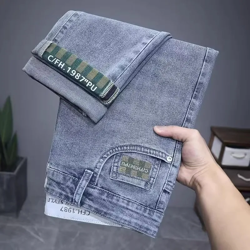 

Мужские джинсы прямого кроя в стиле ретро, повседневные длинные брюки, осенние, американский стиль, низкая талия, на молнии, из денима