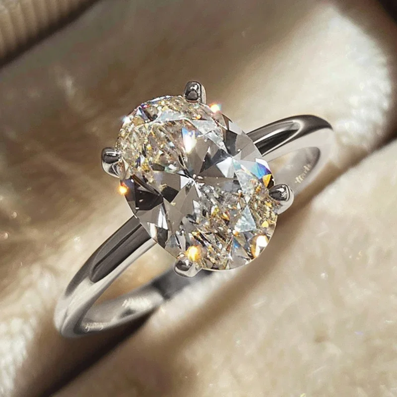 Luxus-Verlobungsring aus 925er-Sterlingsilber, glänzend, 1–8 Karat Zirkon, Ehering für Frauen, Versprechen, Ewigkeitsring, edler Schmuck, Geschenk