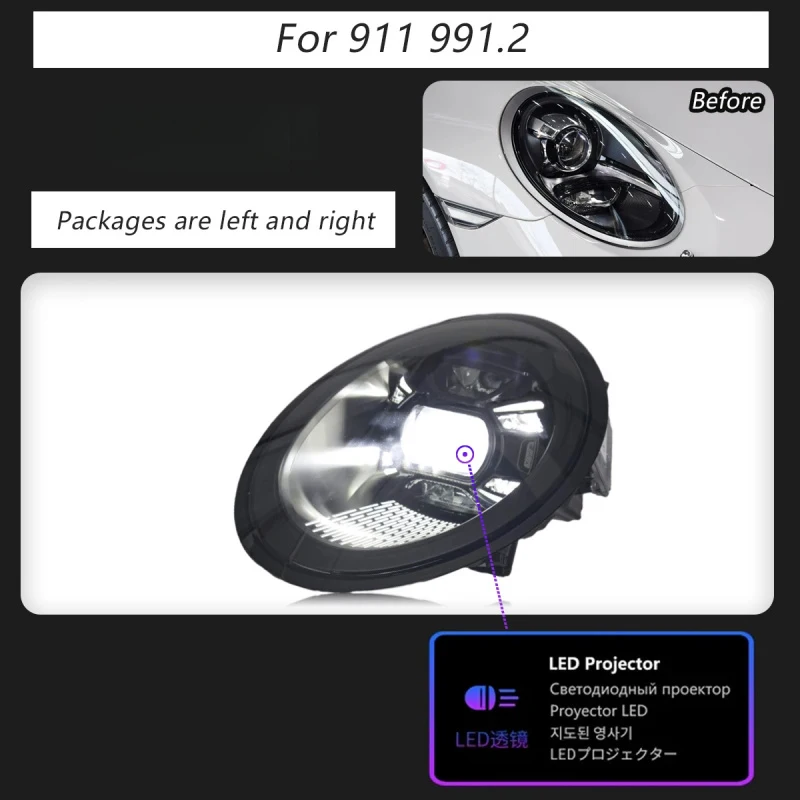 

Автомобильные фары Full LED, передние фонари для 911 PDLS Matrix 2012-2018, комплект фар 991, сигнальные лампы