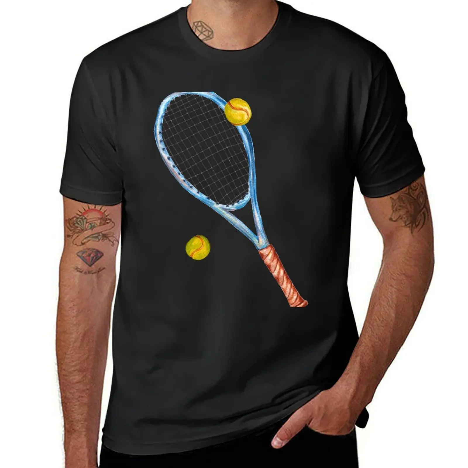 Tennis racket with tennis balls_3 T-Shirt new edition sports fans for a boy men t shirts